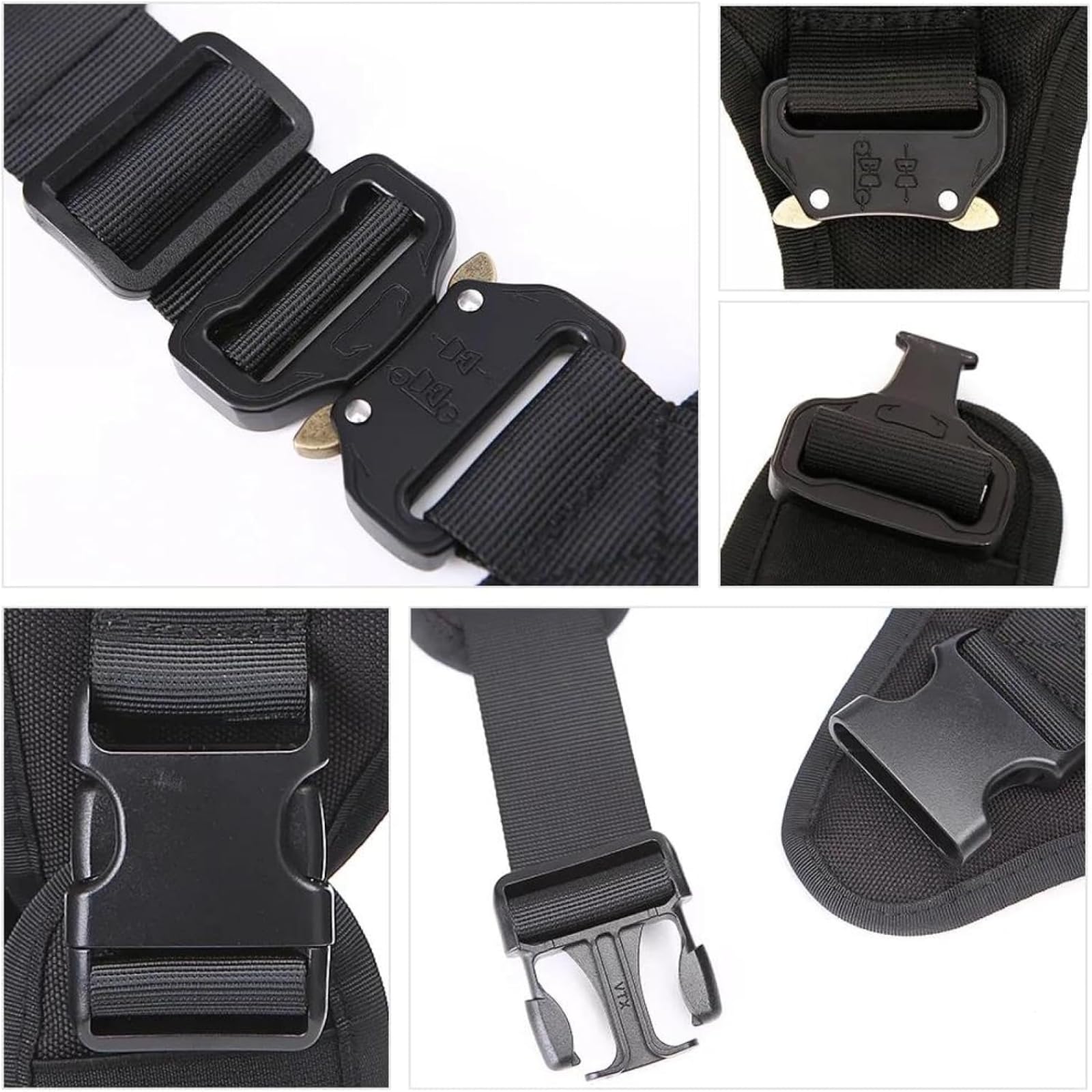 Set di pettorina guinzaglio e collare canino militare tattico - nylon resistente riflettente regolabile con due fibbie punti fissaggio multipli per l'allenamento il campeggio le attività