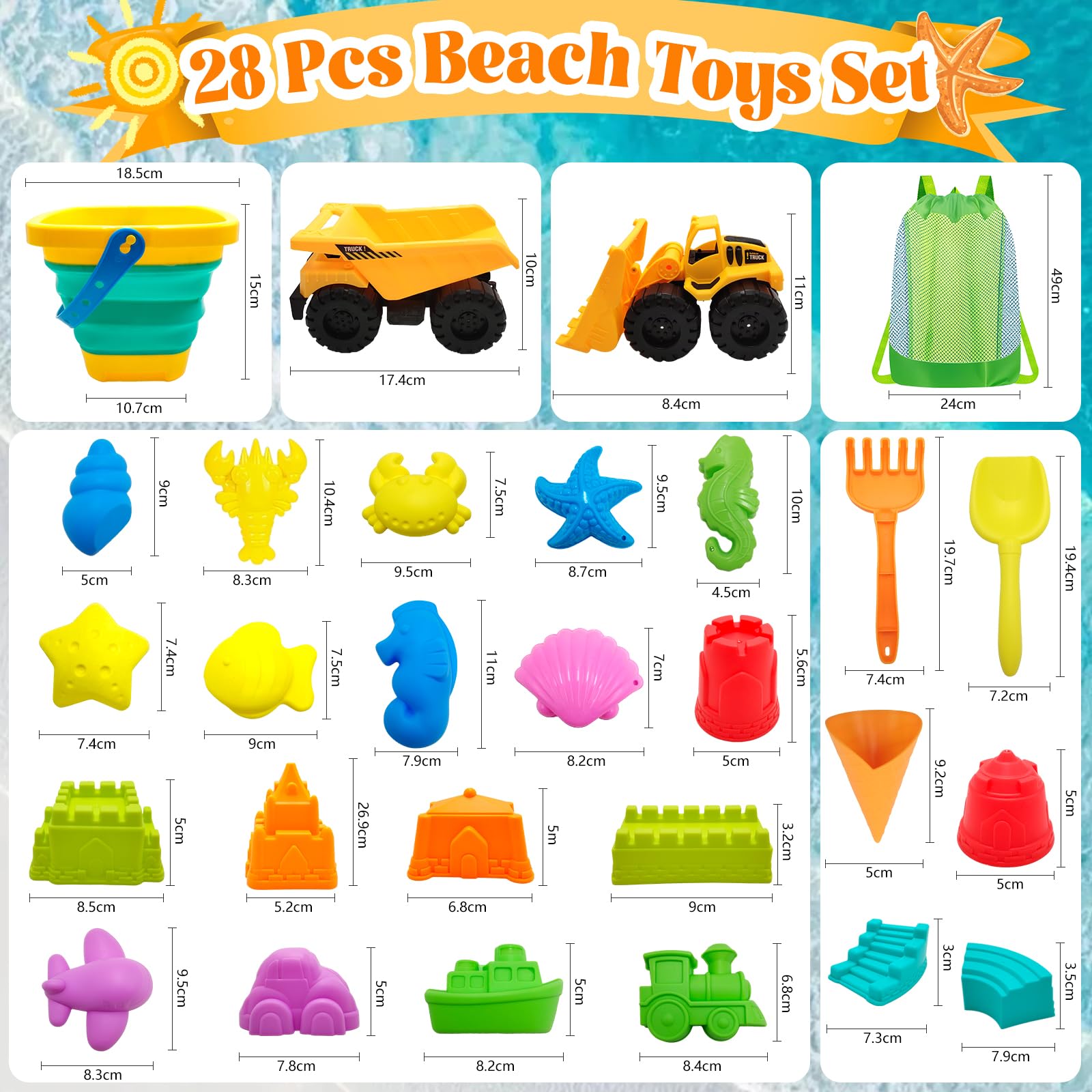 Camion Excavateur Sable Jouet 28 Pièces Jouet De Plage Pour Enfant - Seau, Pelle, Moules à Sable, Camion - Sac De Rangement Inclus - À Partir De 3 Ans - Cadeau été Idéal Seau Plage Camion Camion Excavateur Sable Jouet 28 Pièces Jouet De Plage Pour Enfant - Seau, Pelle, Moules à Sable, Camion - Sac De Rangement Inclus - À Partir De 3 Ans - Cadeau été Idéal Seau Plage Camion