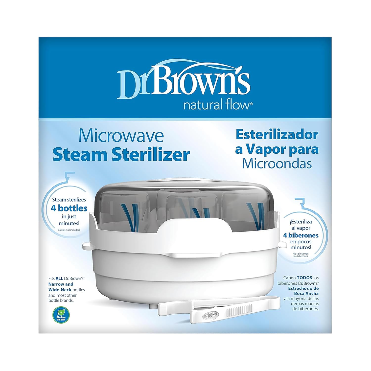 Dr. Brown's Feeding Support Pillow with Cover, Storm Green & Microwave Steam Sterilizer