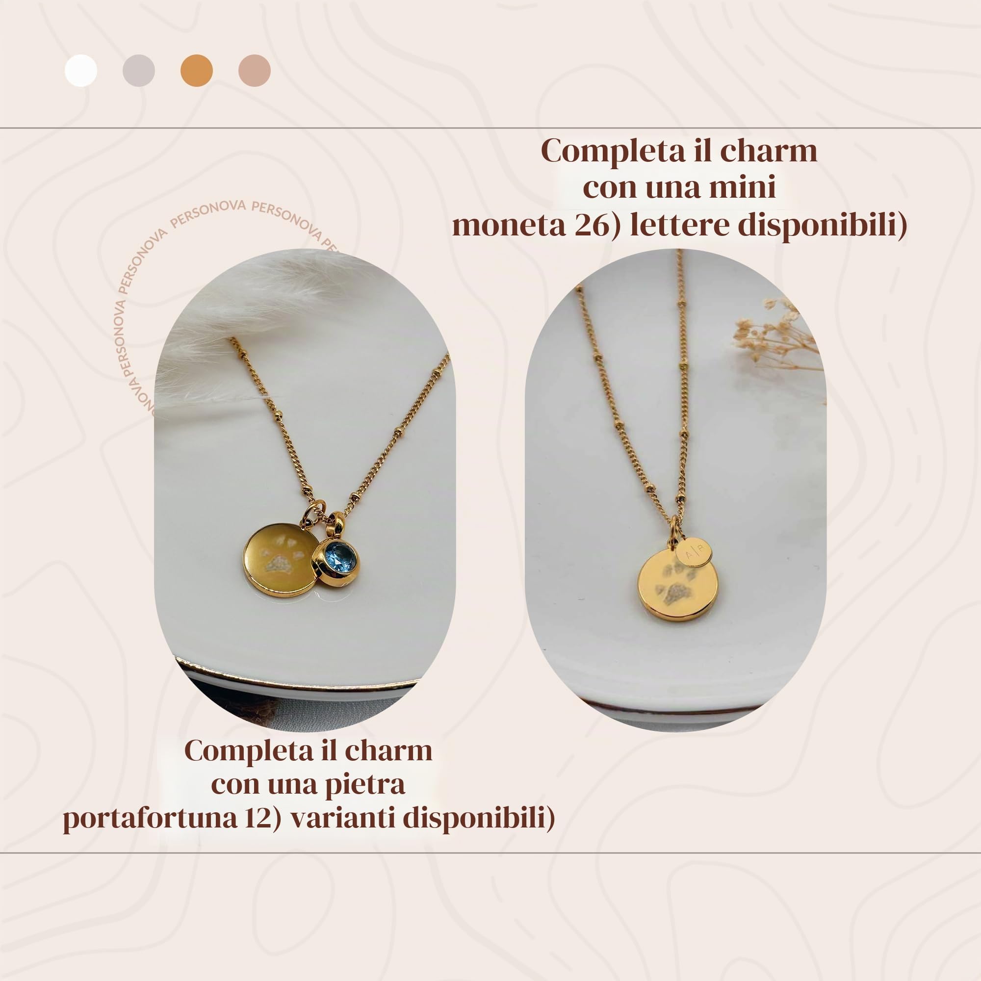 Collana con Ciondolo a Forma di Zampa Personalizzata, con Incisione, con Ciondolo a Forma di Zampa con Nome, ricordo con Lettere e Pietra Portafortuna, Regalo per Gli Amanti degli Animali