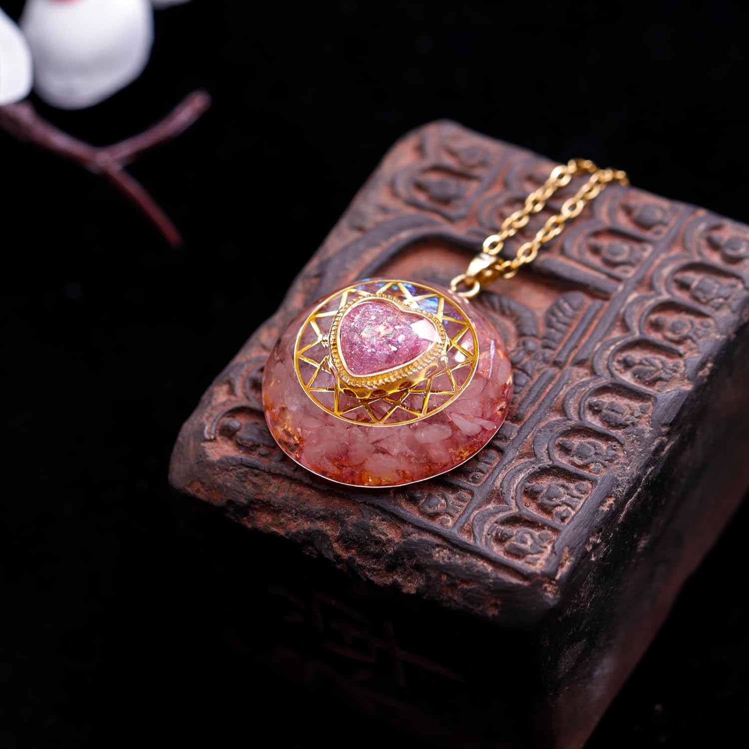 Day Day Up Orgone Pendant Heart Energy Necklace - Healing Crystal Necklaces For Women With Reiki Quartz Gemstones - Fashion Jewelry - Image 5