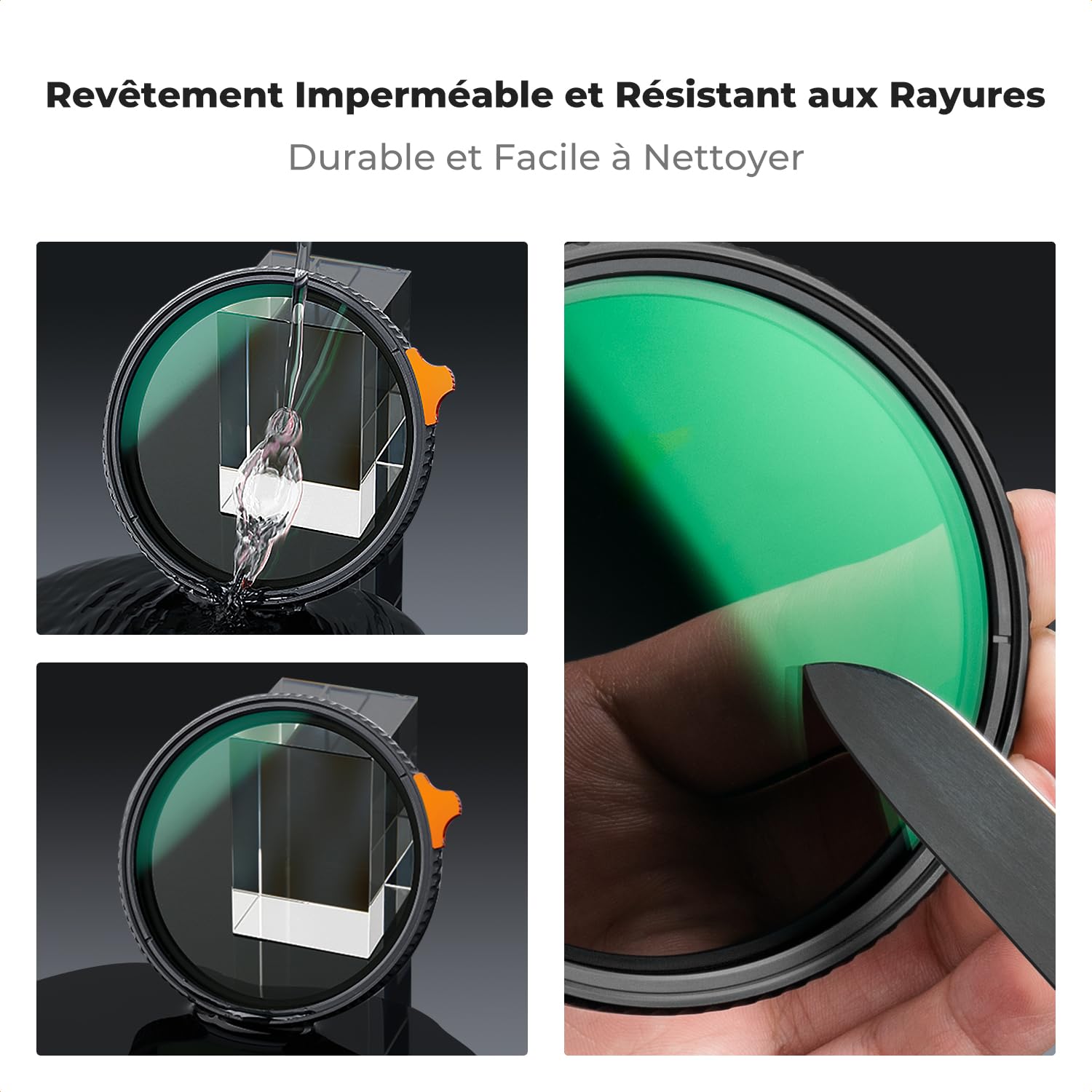 K&F CONCEPT Filtre ND3-1000 77mm Nano-X Variable 1.5-10 F-Stops Densité Neutre Slim HD Résistant à l'eau Anti-Rayures pour Objectif Appareil Photo