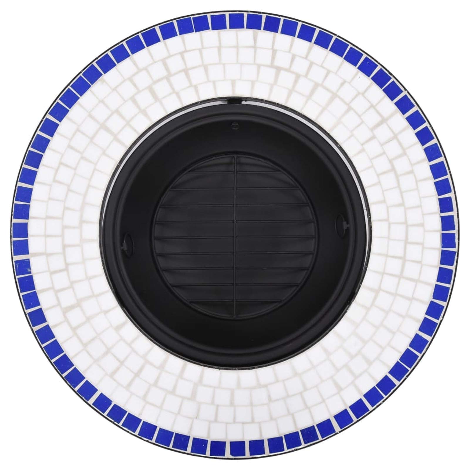Homgoday Braciere a mosaico in ceramica blu e bianco, 68 cm, braciere esterno falò giardino pozzo fuoco ciotola nero per giardino terrazza