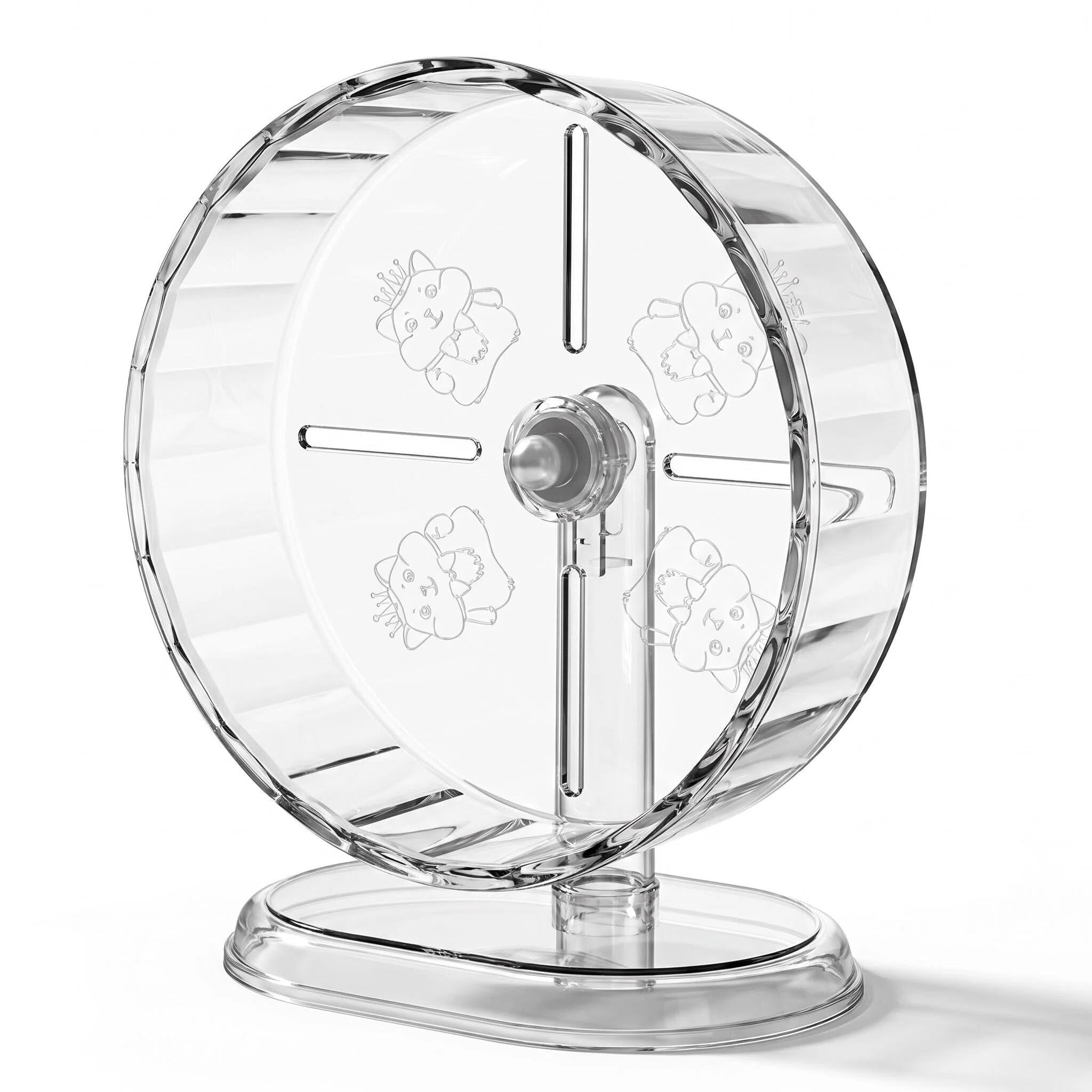 Larfraecy Transparent 18cm/7.09in Silent Hamster Wheel with Adjustable Stand for Syrian Dwarf Gerbils Mice Rat Toys Running Exercise Wheels for Small Pets Hamster