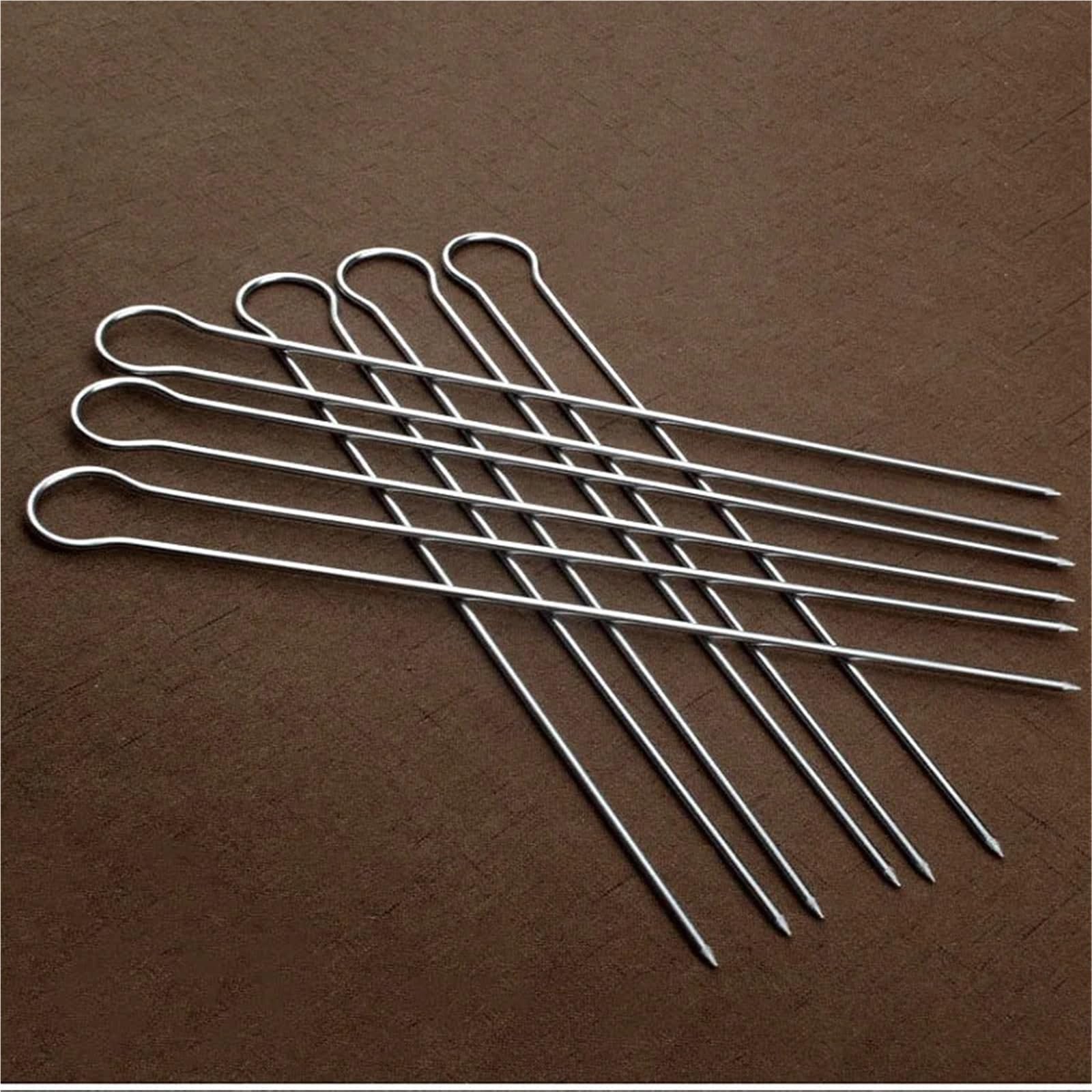 Spiedini in Metallo 6/10/12pcs U Doppio BBQ Grill Set di spiedini Spiedini Kebab in acciaio inossidabile Bastoni for grigliate in metallo Picnic Camping(12 Pieces)