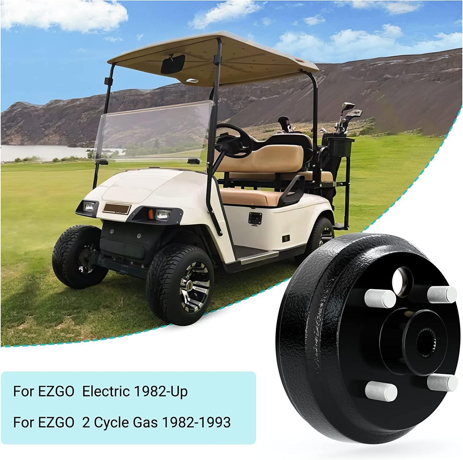 10L0L Golf Cart Brake Drum/Hub Assembly (Electric) for EZGO TXT Replaces OEM# 19186G1P