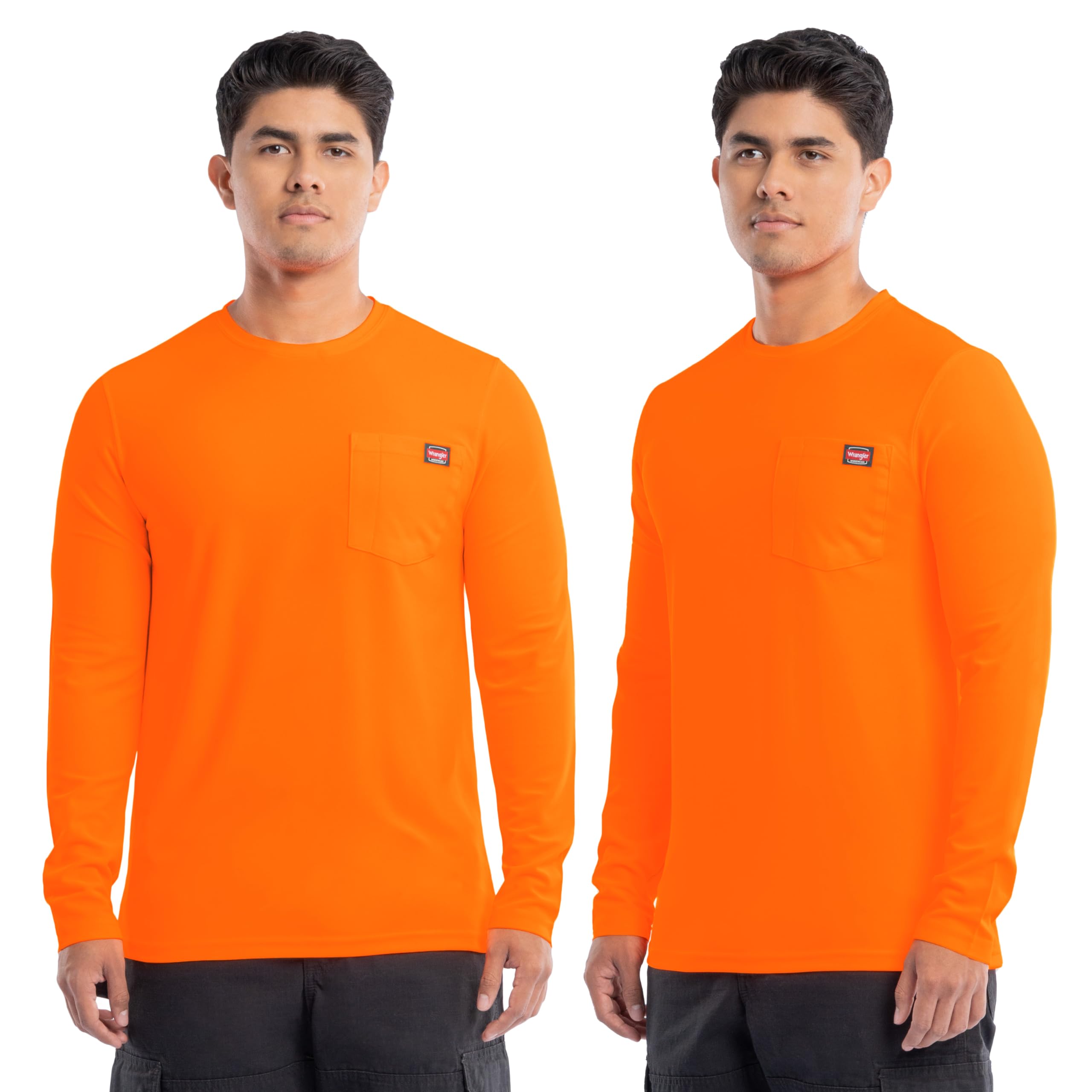 Wrangler Mens Long Sleeve UPF 40 Performance Pocket T-Shirt 2-Pack