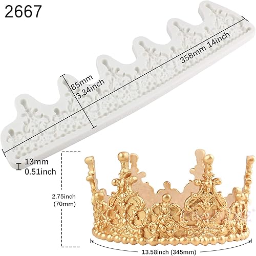 Miniatura 3 de Molde para decoración de pastel de corona, altura de 2.8 pulgadas, tiara de filigrana