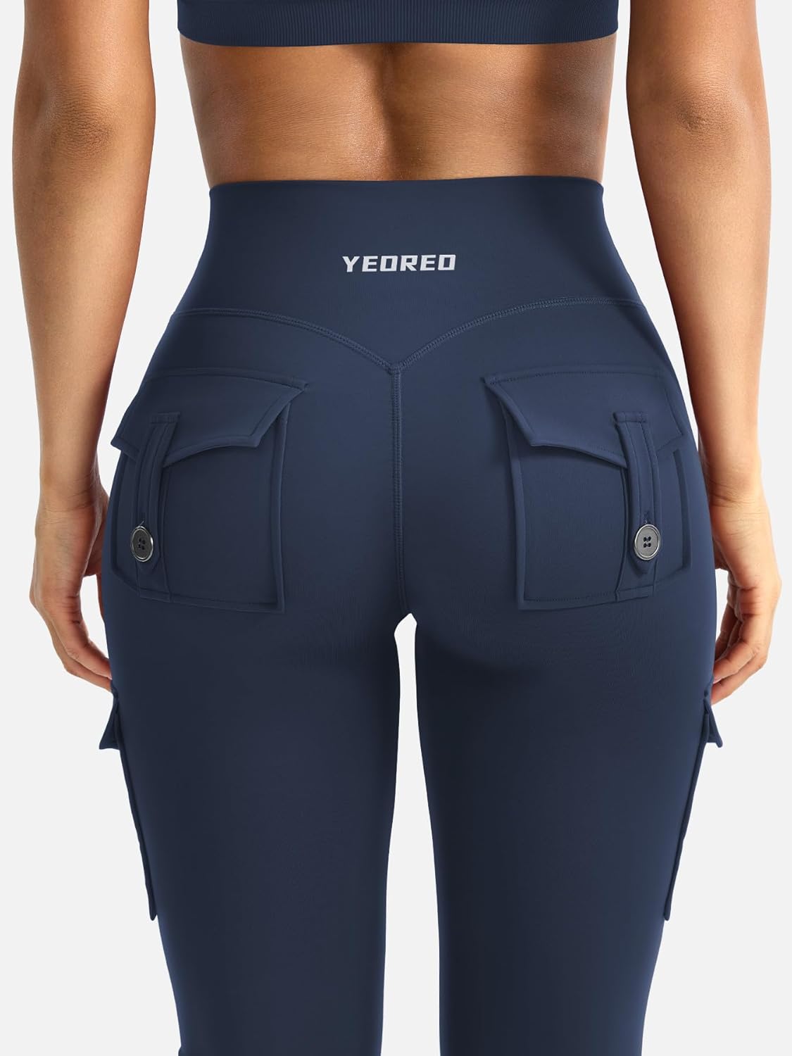 YEOREO CoreFlex Women Workout Flare Leggings with Pockets Hidden Scrunch High Waisted Cargo Gym Yoga No Front Seam Leggings - Image 3