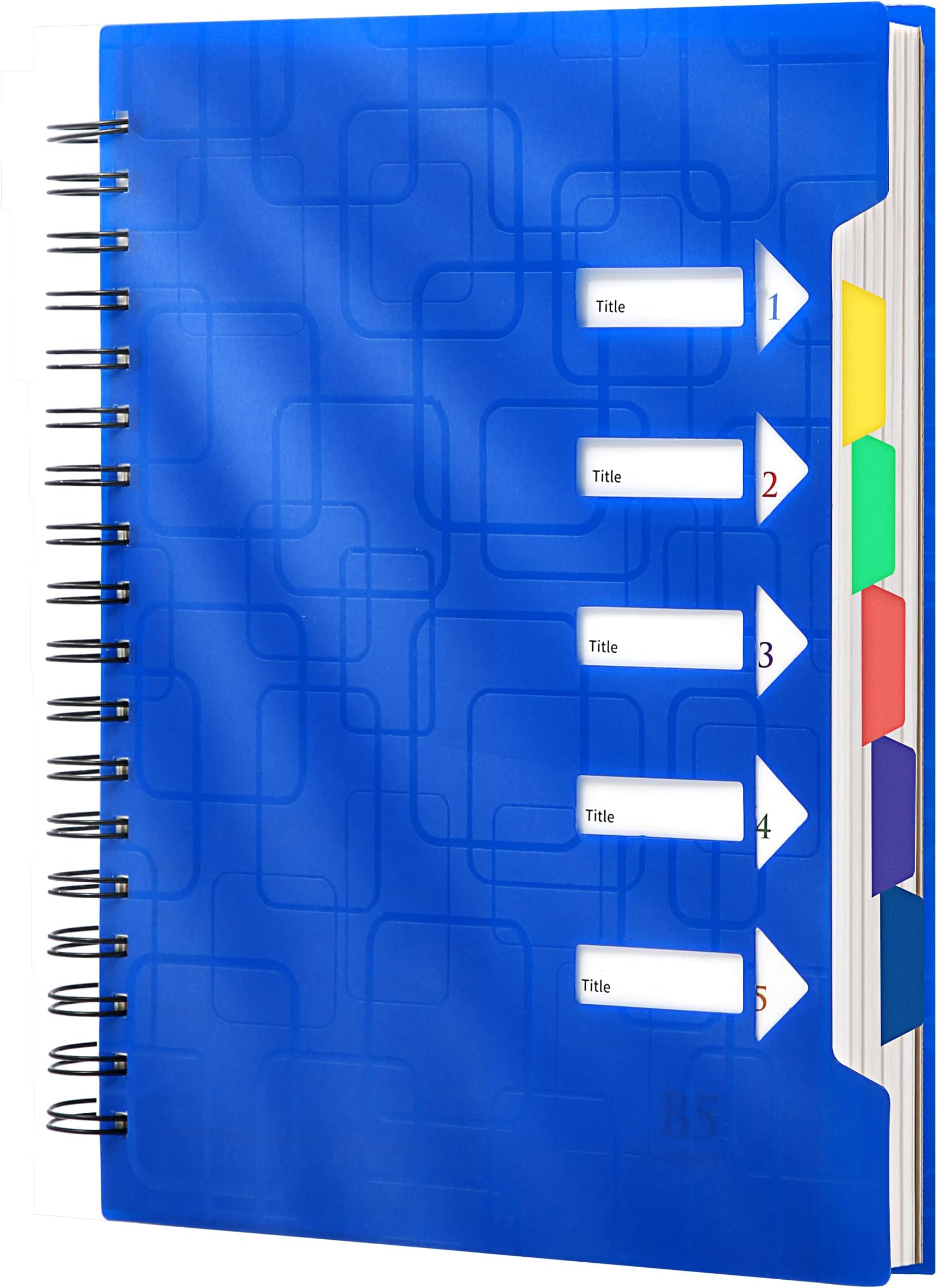 CAGIE Spiral Notebook 5x7 Small Notebooks College Ruled 5 Subject Notebook with Dividers A5 for Work Office School Supplies Journal, 240 Pages/ 120 Sheets, Blue