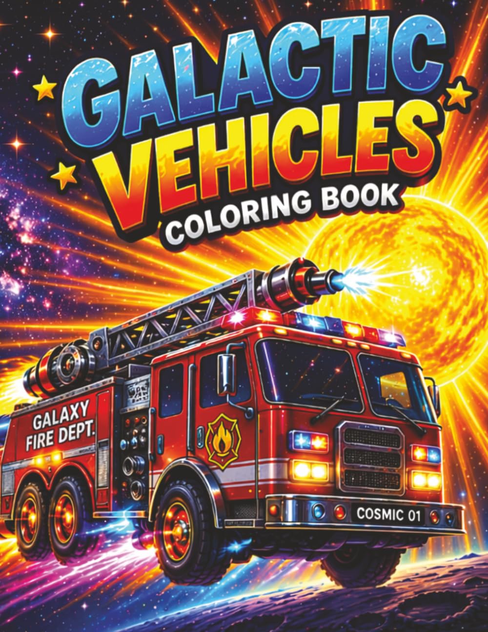 Galactic Vehicles Coloring Book: A Fun Space Vehicles Coloring Book with Rockets, Space Trucks, Fire Engines, Flying Buses, and Galactic Machines