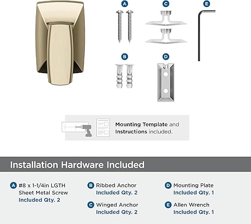Vista 112 de Amerock BH36012BBZ - Toallero dorado champán Accesorio de baño Highland Ridge 7-7/16 pulgadas (7.441 in) de longitud Toallero de mano