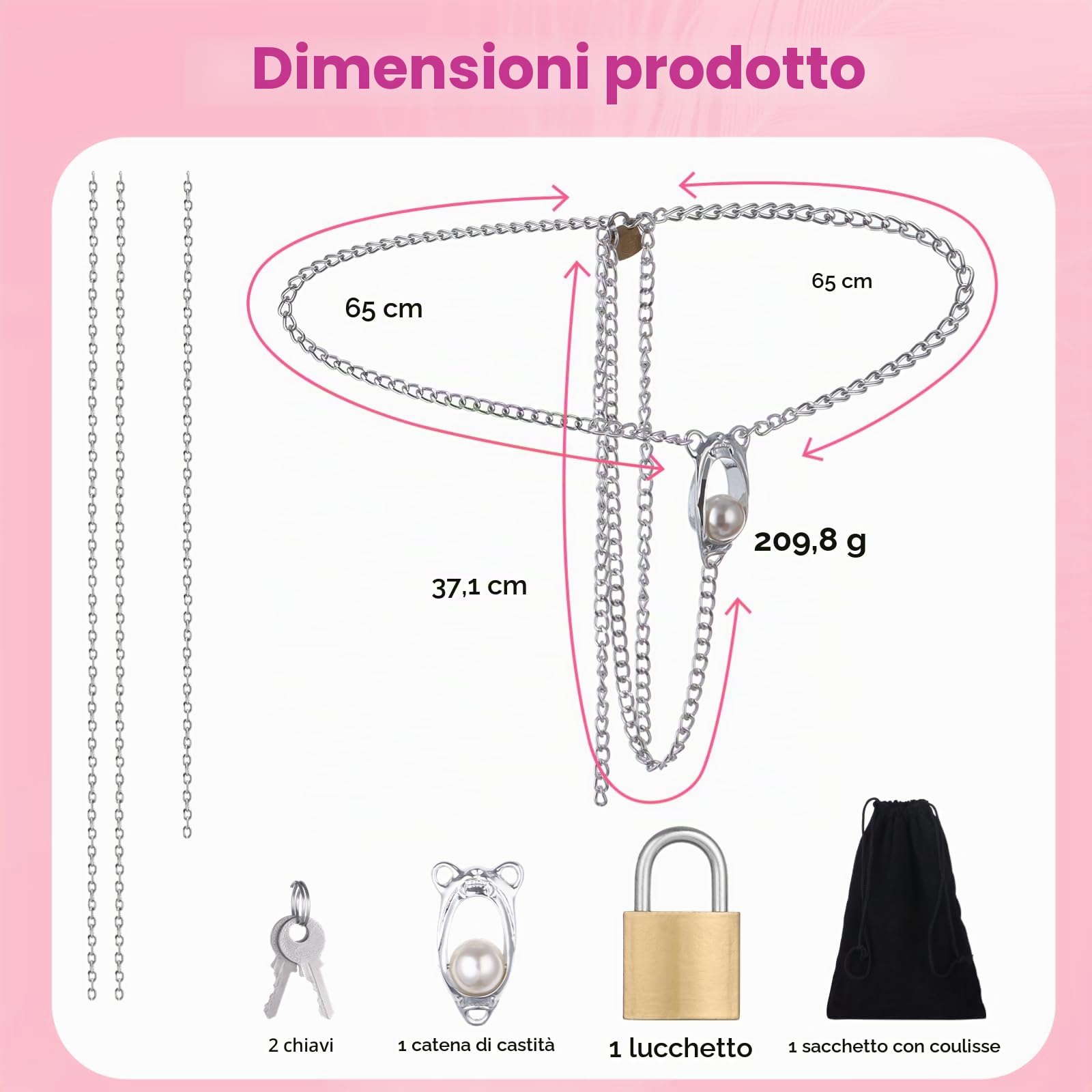 Keuschheitskäfig Per Donne, Chastity Cage Con Lucchetto In Metallo, Grande Stimolatore A Sfera, Astinenza BDSM, Cintura Di Castità Regolabile, Fissaggio Anti‑Sgancio Bondage Sex Toy Per Donna