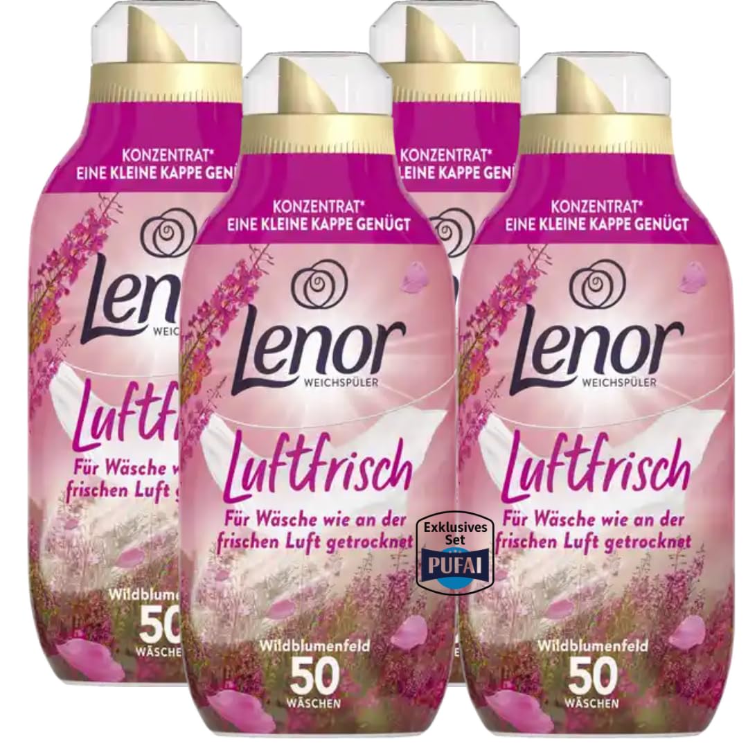 Weichspüler Konzentrat – Luftfrisch Wildblumenfeld – 50 WL – 4er Pack – Frische & langanhaltender Duft