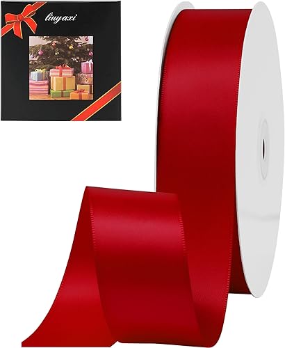 Miniatura 65 de LIUYAXI Cinta de satén roja de doble cara, 1/4 pulgadas x 50 yardas continuas, cintas finas perfectas para envolver regalos, tarjetas de invitación