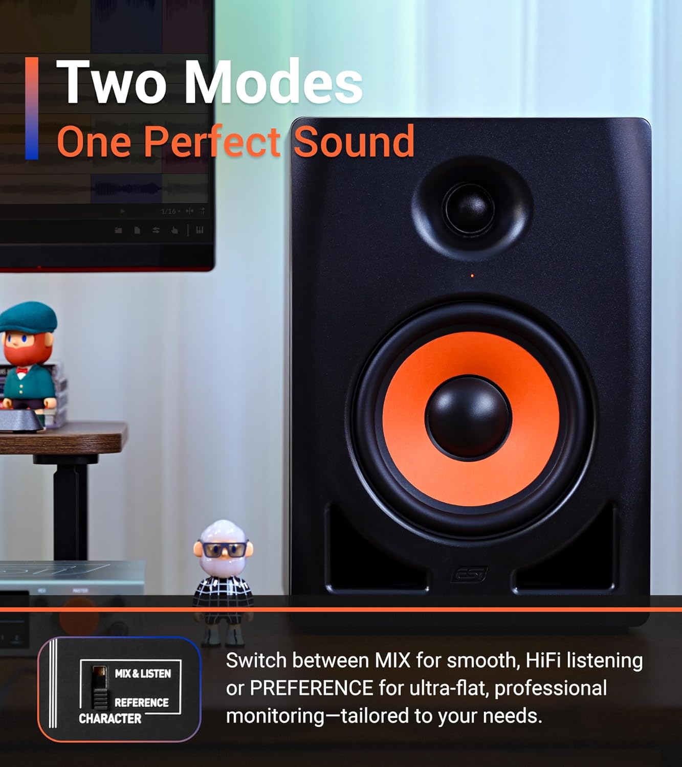 ESI nEar i8 8" Studio Reference Monitor, 2-Way Active Powered Speaker, Ideal for Near-Field Music Production, Studio Monitoring and Desktop Computers, Studio-Quality Sound, Sold Individually (Single)