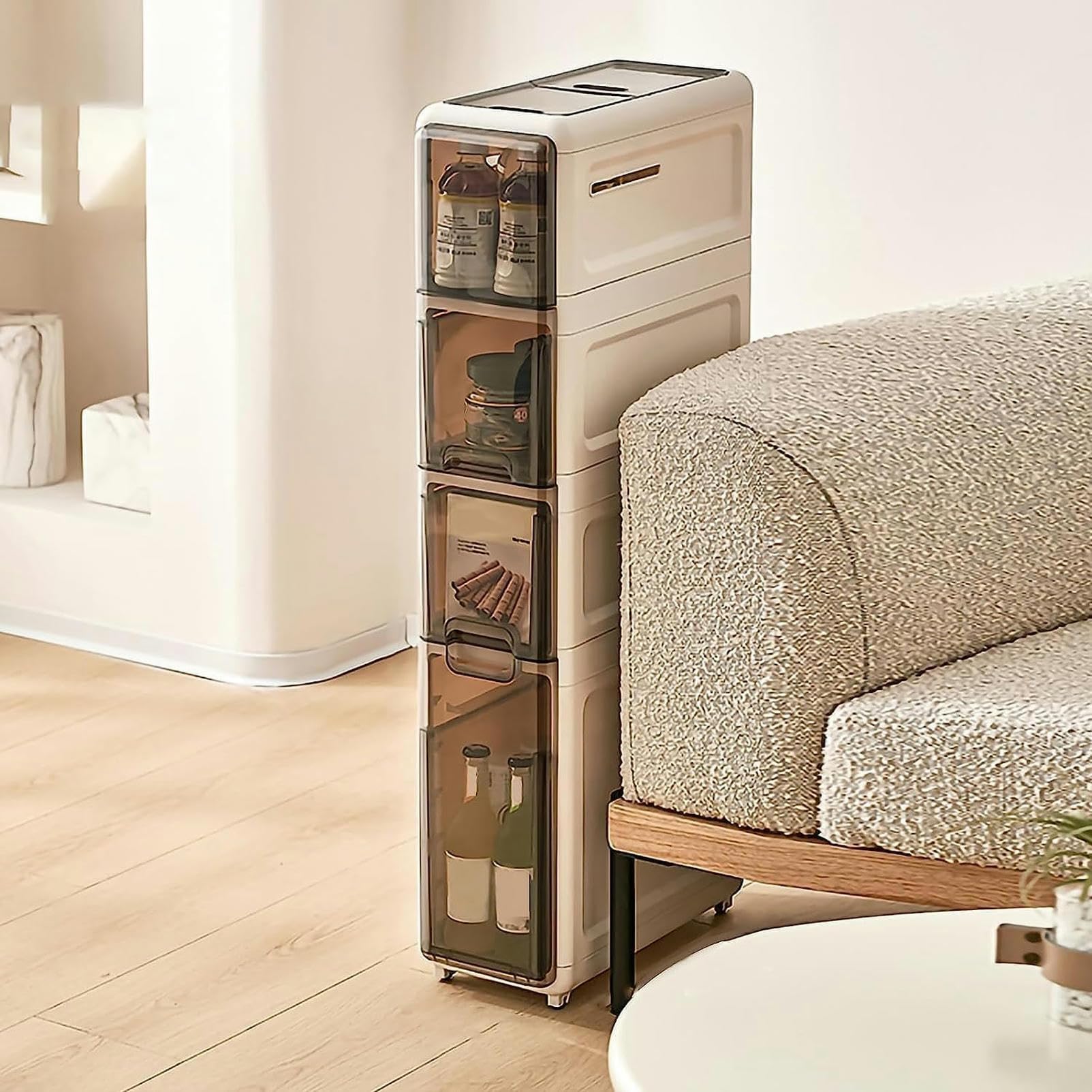 Mobiletto Bagno Stretto Bianco Con 2 Cassetti E 2 Ripiani - Salvaspazio Per Cucina E Camera - Foto 7