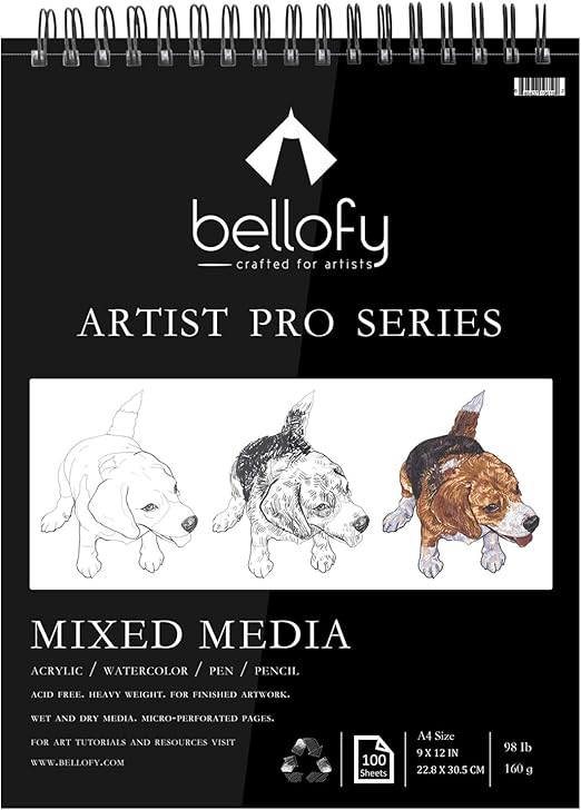 Bellofy Sketchbook Mixed Media 100 Sheet 9x12 in