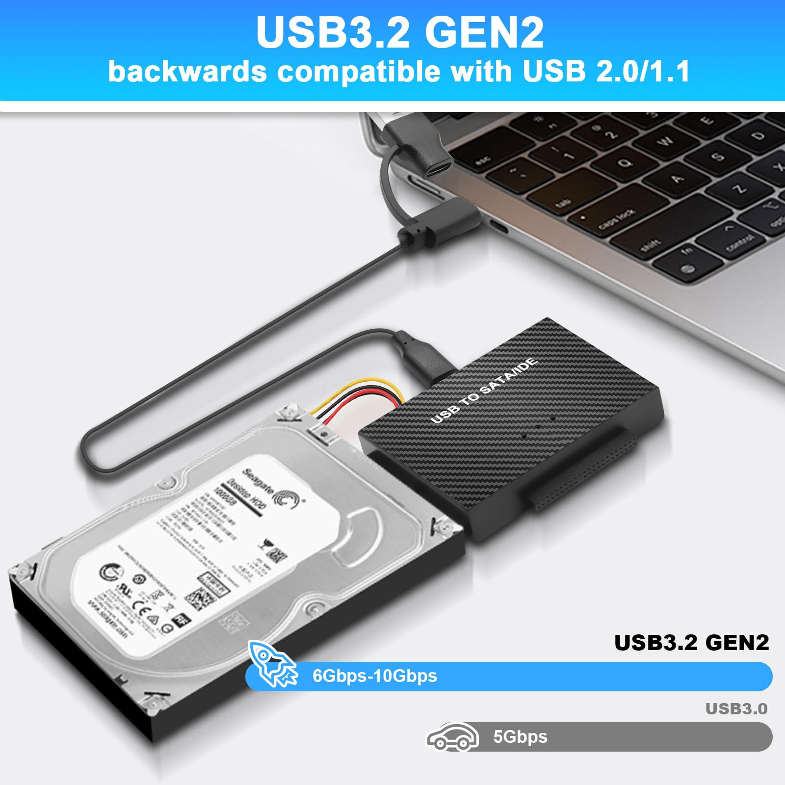 Adattatore USB 3.1 A SATA/IDE | Per HDD 2.5/3.5” | Con Alimentatore 12V - Compatibile Windows/Mac - Foto 11