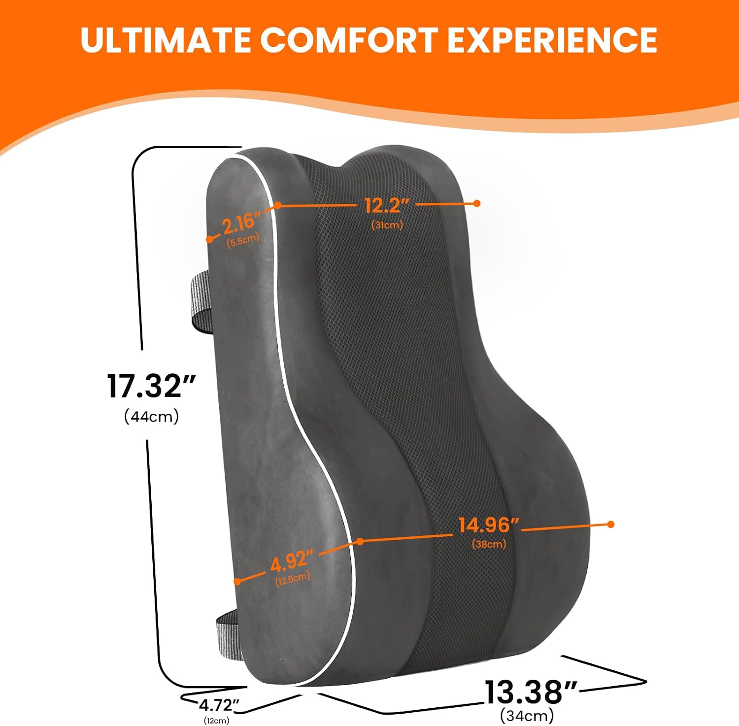  Lumbar Support Pillow, Memory Foam for Office, Standard, Gray thumbnail