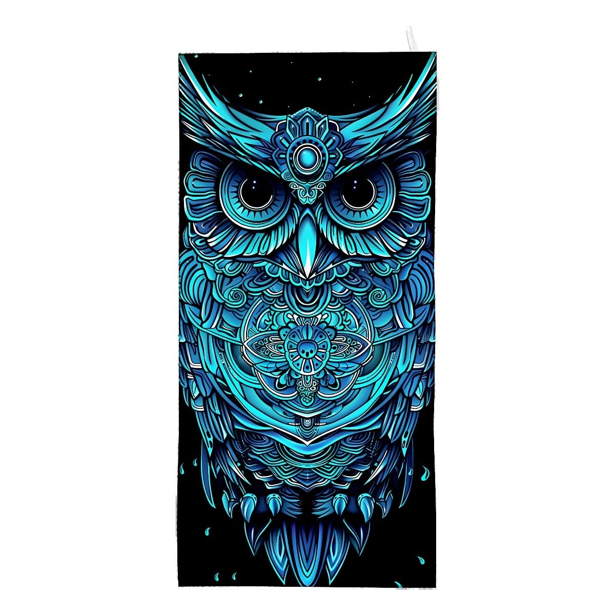 Amasnay Blue Owl Cartoon Microfiber Beach Towel Sand Free Towels Thin Quick Dry Super Absorbent Oversized Large Lightweight Towels for Travel Sports