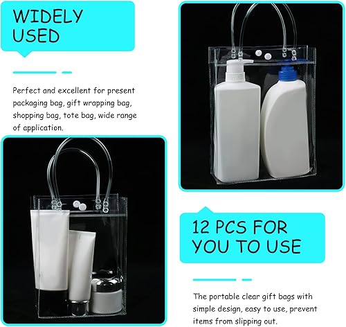 Miniatura 2 de iplusmile 12 bolsas transparentes transparentes para recuerdos de fiesta, bodas, cumpleaños y bolsas de mano para un fácil transporte