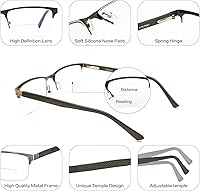 Vista 3 de Lentes de lectura progresivas bifocales sin línea, multifocales, con bloqueo de luz azul, para computadora, marco metálico para hombres
