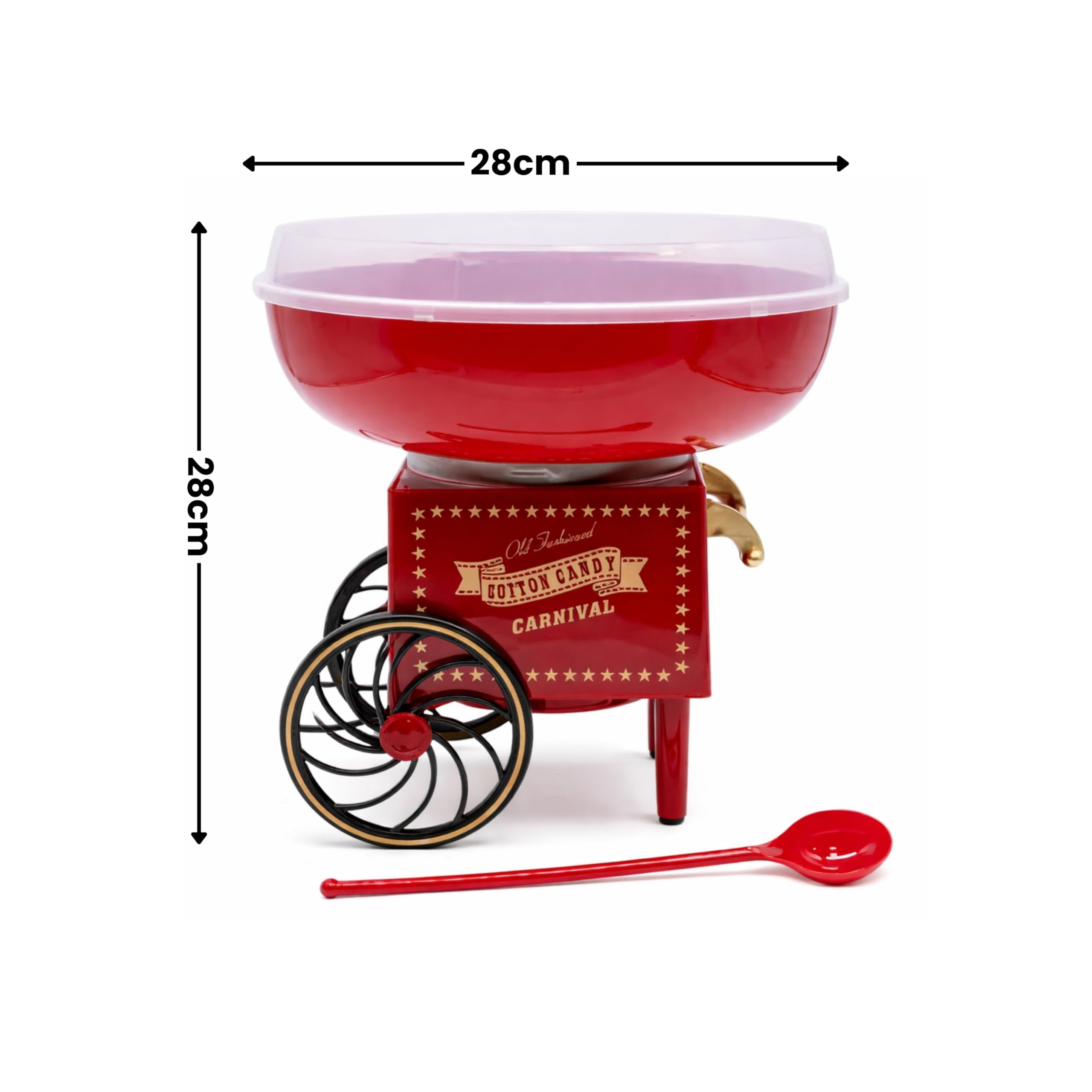 Marco Paul - Máquina de hilo dental para uso doméstico, máquina de hilo dental de caramelo con cuchara, estilo carnaval, máquina de algodón de azúcar retro para fiestas infantiles, cumpleaños y