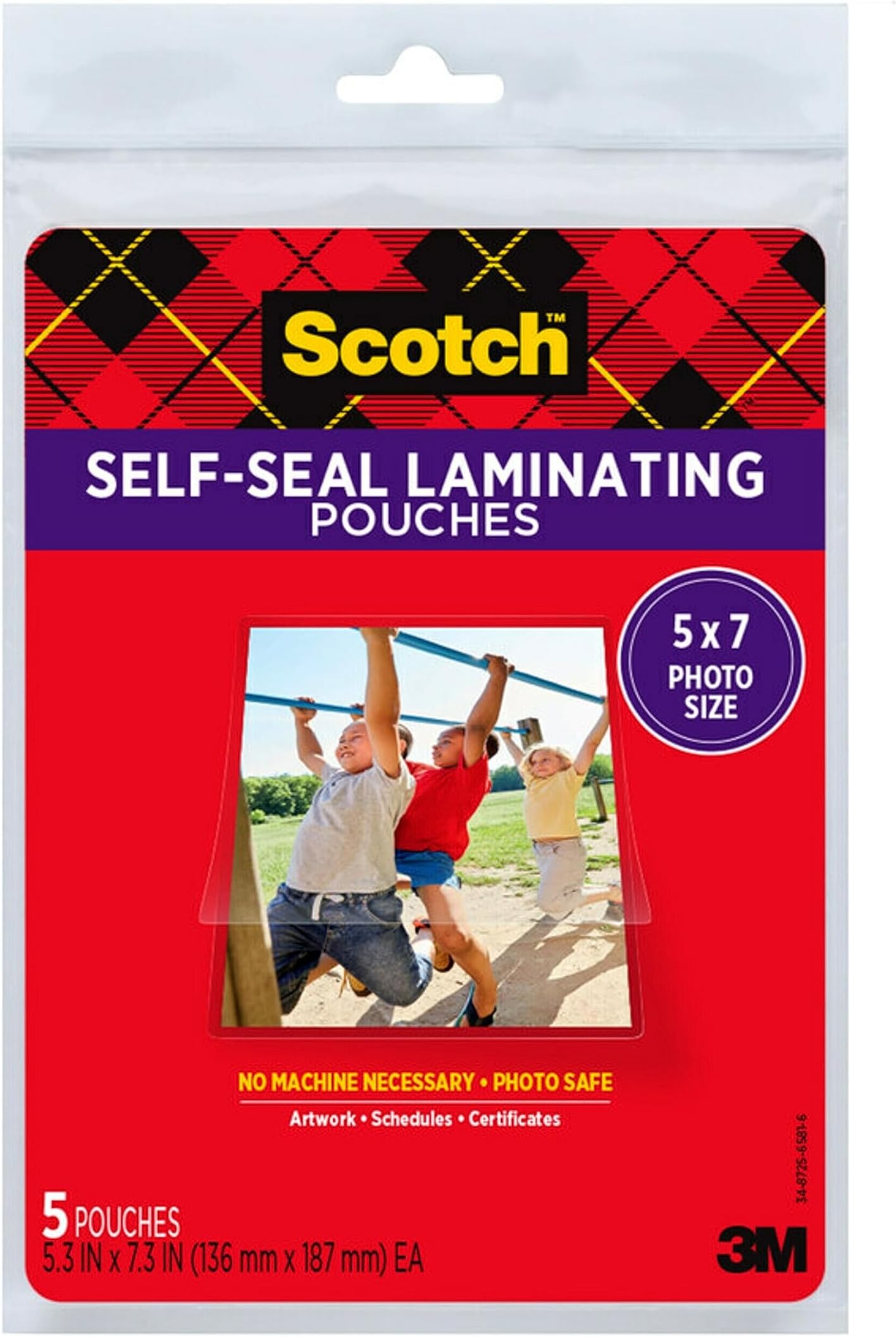 Scotch Glossy Document or Photo Laminating Pouch, 5.1 x 7.1 inches (13 x 18 cm), 5-Pack (PL905)