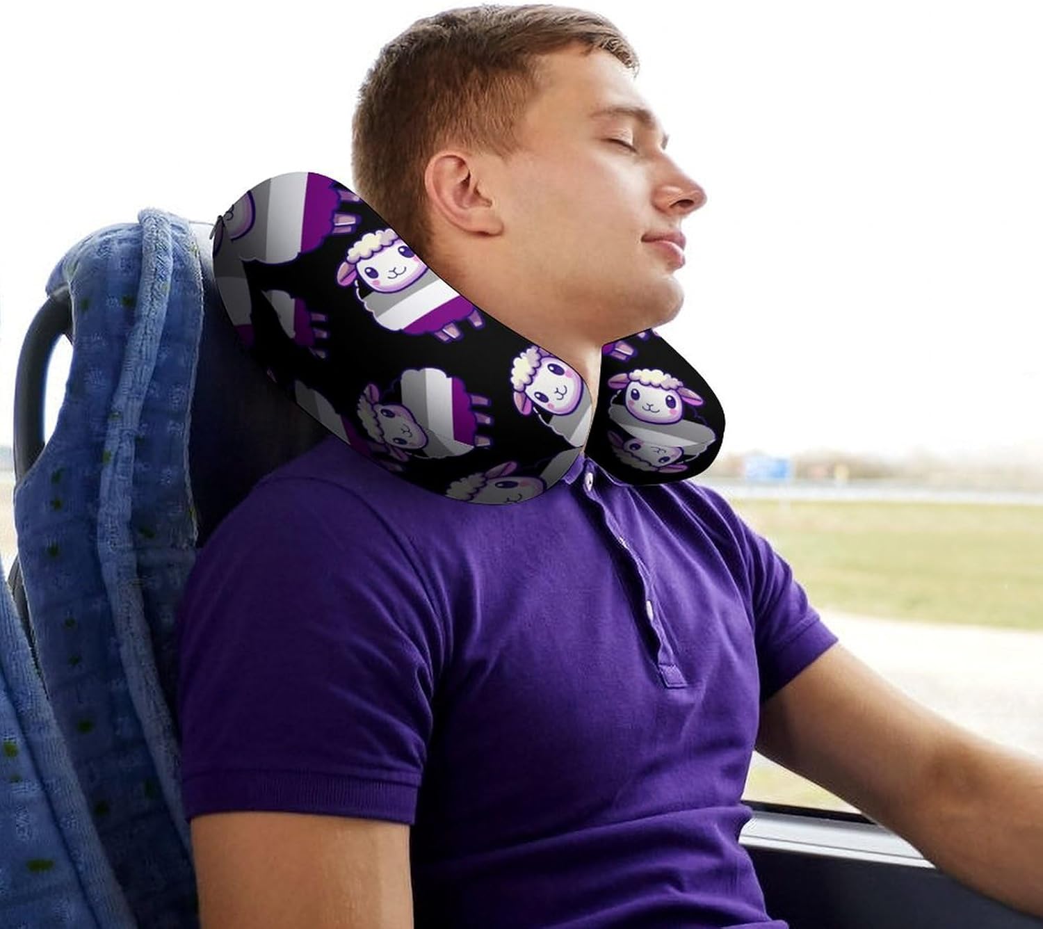 Asexual Flag Sheep Memory Foam Pillows U Shaped Travel Neck Pillow