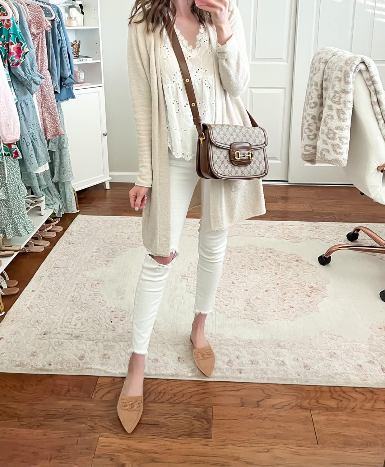 Juliet Holy Womens Mules Flats Pointed Toe Backless Loafers Slip on Metal Chain Slides - Image 3