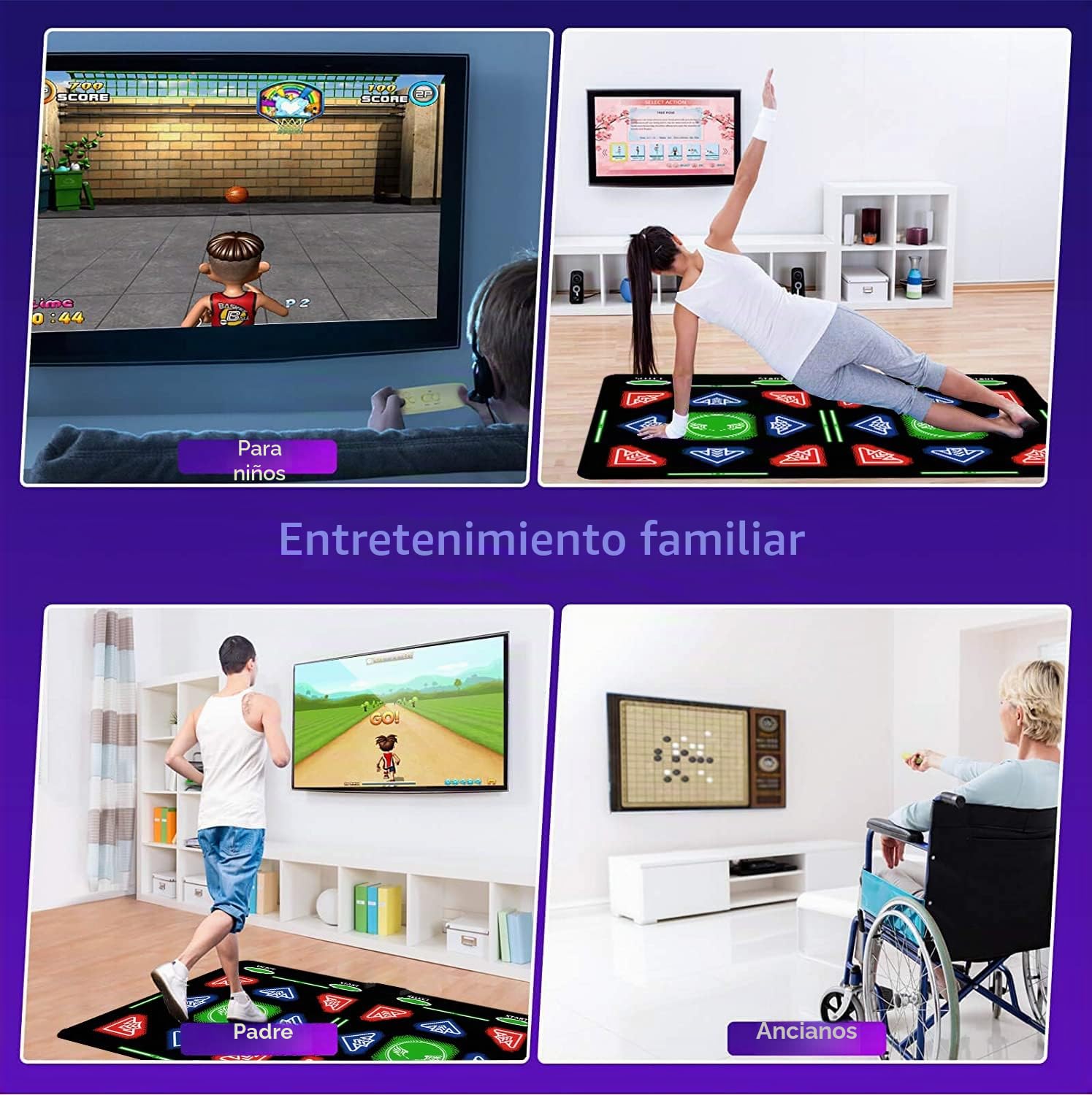 Esterilla de Baile HDMI para niños y Adultos, Almohadilla de Baile de 64 GB con 1000 Juegos, 885 Canciones y 81 MTVs, Esterilla de Fitness de Franela Suave para Yoga, Correr, aeróbic, Deportes y