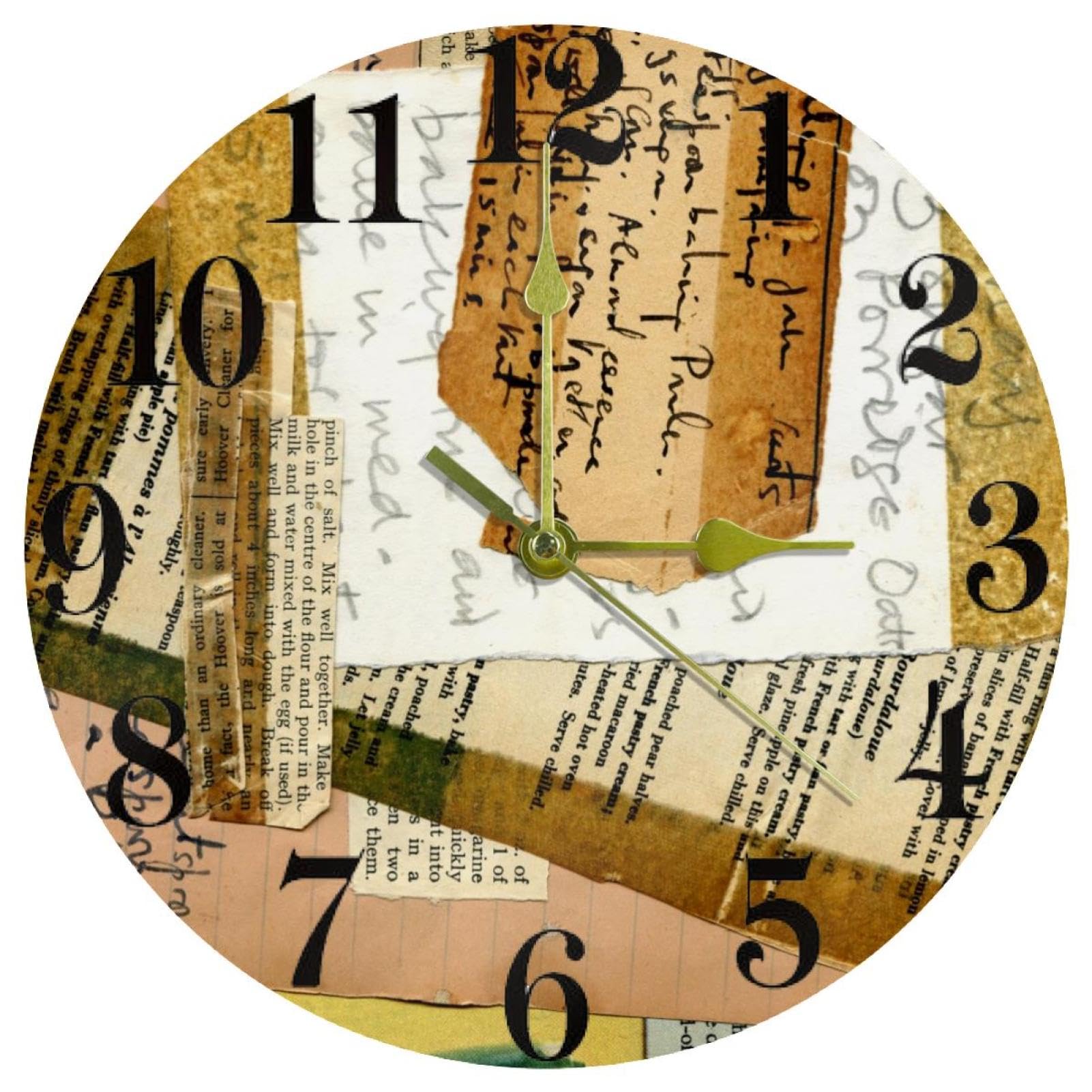 Horloge murale vintage à quartz silencieuse de forme ronde pour la cuisine ou le bureau
