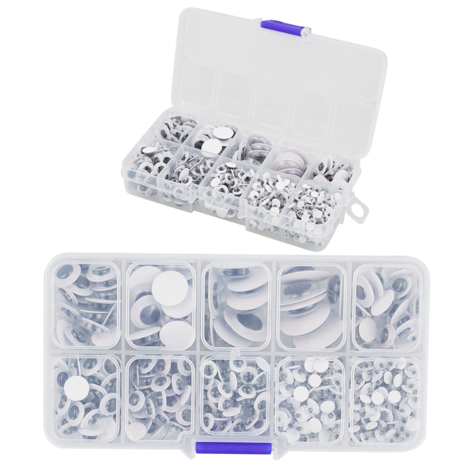 650 Pcs Black Wiggle Googly Eyes with Self-Adhesive,4mm to 18mm Mixed Packaging