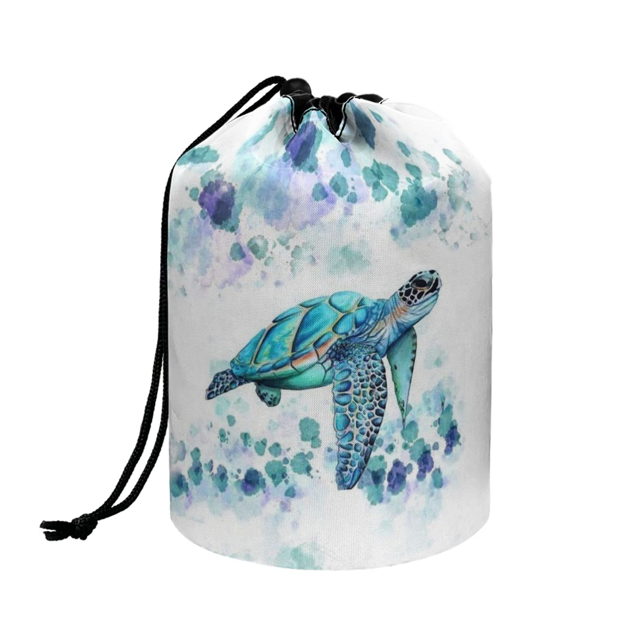 chaqlin Hippie Lotus Print Travel Cosmetic Bags Barrel Makeup Bag,Women Girls Portable Foldable Cases Multifunctional Toiletry Bucket Bags Round Organizer Storage Pocket — view 15