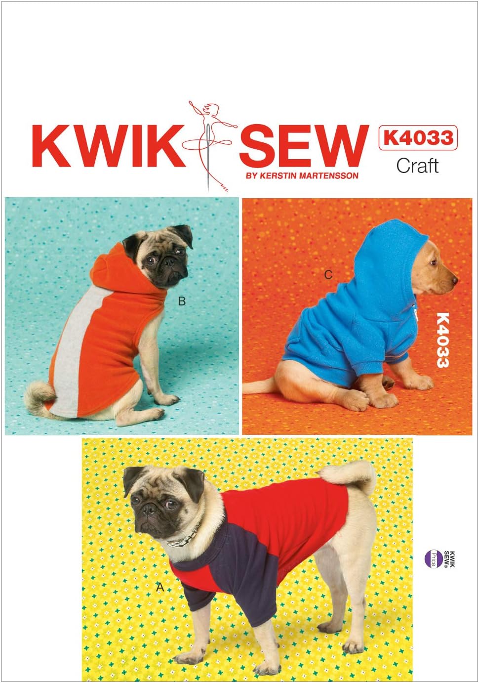 KWIK-SEW PATTERNSK4033OSZ Dog Coats Sewing Template