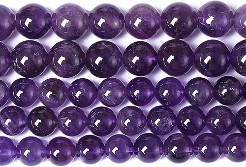 38 cuentas de cuarzo de grado AAA de cristal de amatista púrpura de piedra natural de 0.394 pulgadas para hacer joyas y pulseras