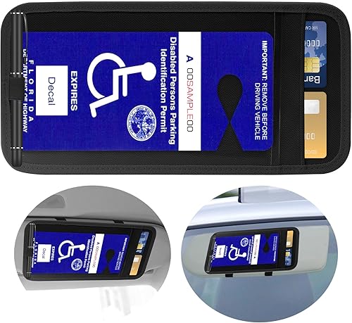 Soporte para cartel de discapacitados para automóvil, protector de letrero de permiso de estacionamiento para discapacitados para visera de