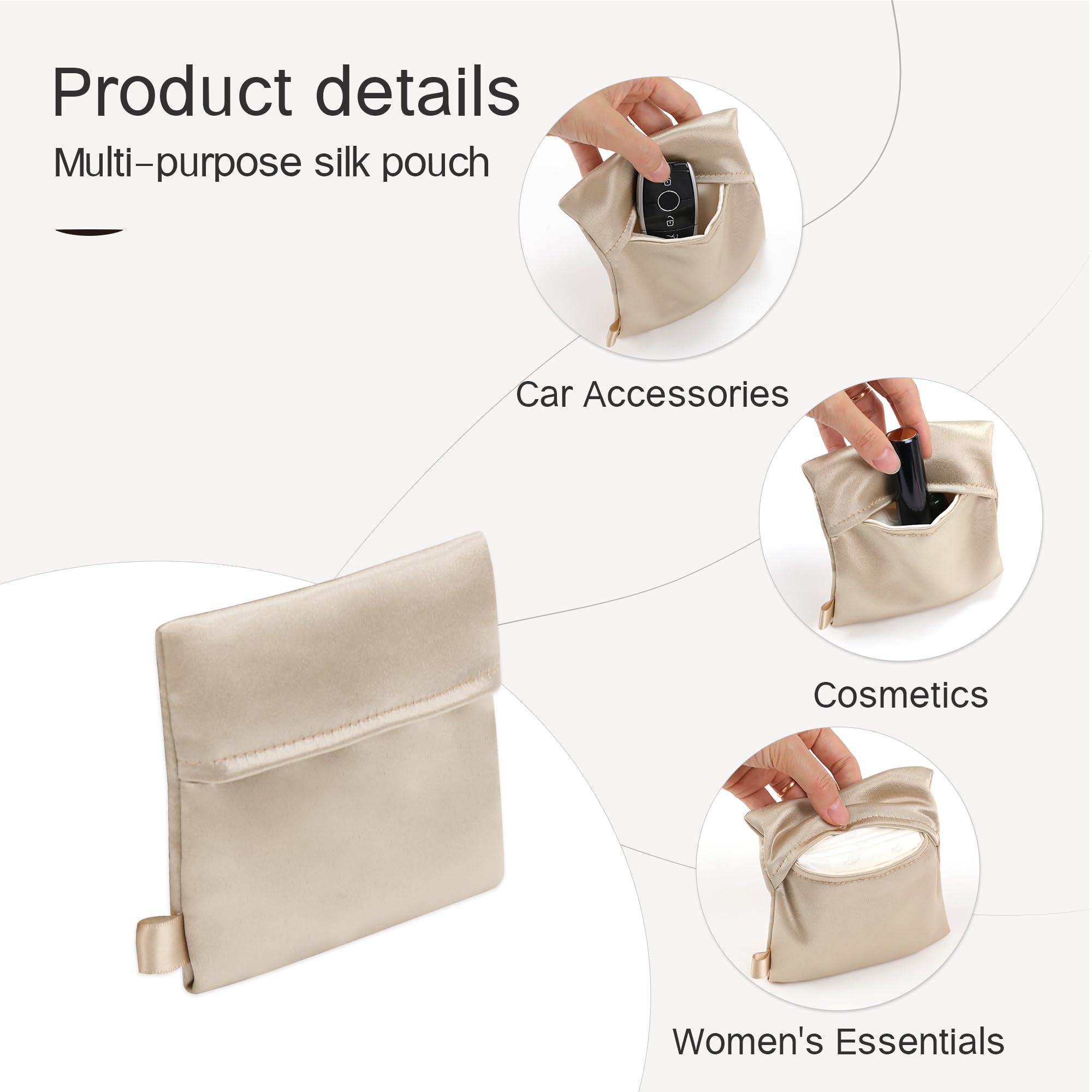 Organizador de monedero para bolsos, organizador de bolsas de seda para bolsa y bolso de lujo, bolsa de mano, suave y sedosa, organizador de bolsas compatible con Lindy 19 (LD19, champán)