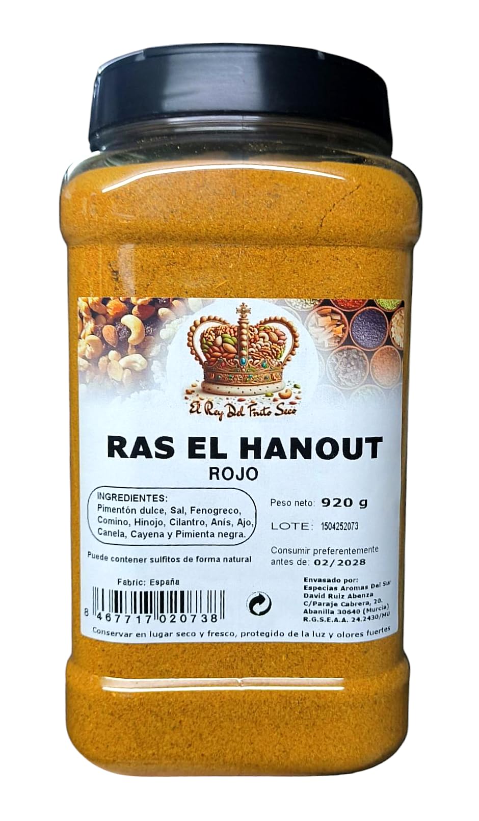 Ras El Hanout Rojo 920 gr - Mezcla de especias gourmet, auténtico sabor marroquí - El Rey del Fruto Seco