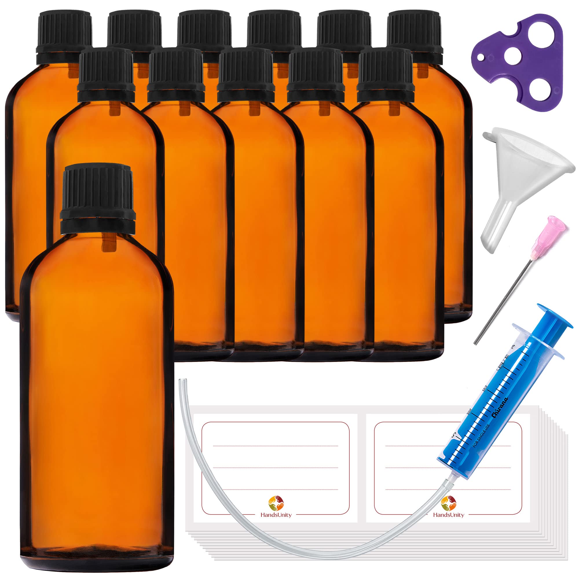 100ml-12pz di Flacone con Contagocce - Piccolo Flacone di Vetro Ambrato da Farmacia con Tappo Nero Contagocce in Vetro Marrone Set Compresi 30 Accessori ausiliari