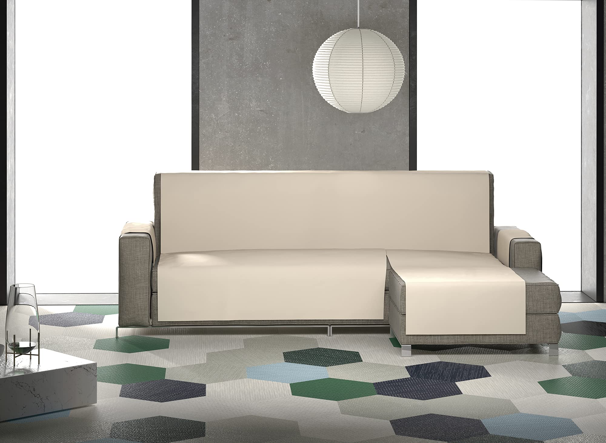 HAPPERS Funda sofa chaise longue Protector Impermeable mascotas y Antimanchas Crema para Sofá Chaise Longue Derecho