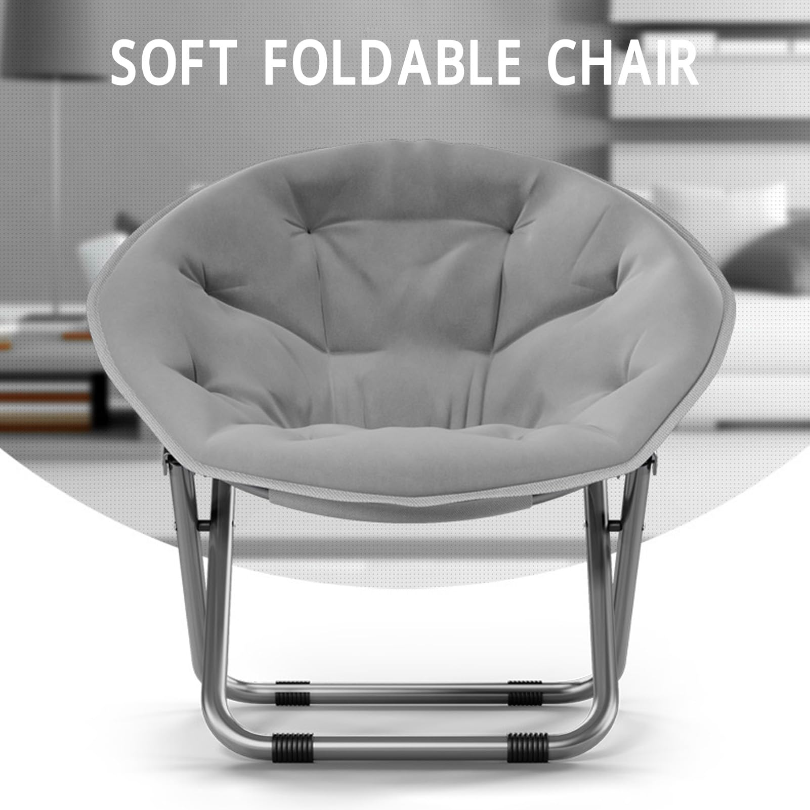 Krzesło Składane, Płócienne Krzesło Wypoczynkowe, Miękkie Księżycowe z metalową ramą, Ergonomiczne Oparcie, Idealne do Salonu, Sypialni, Pokoju Wieloosobowego, Balkonu, Plaży, do Użytku