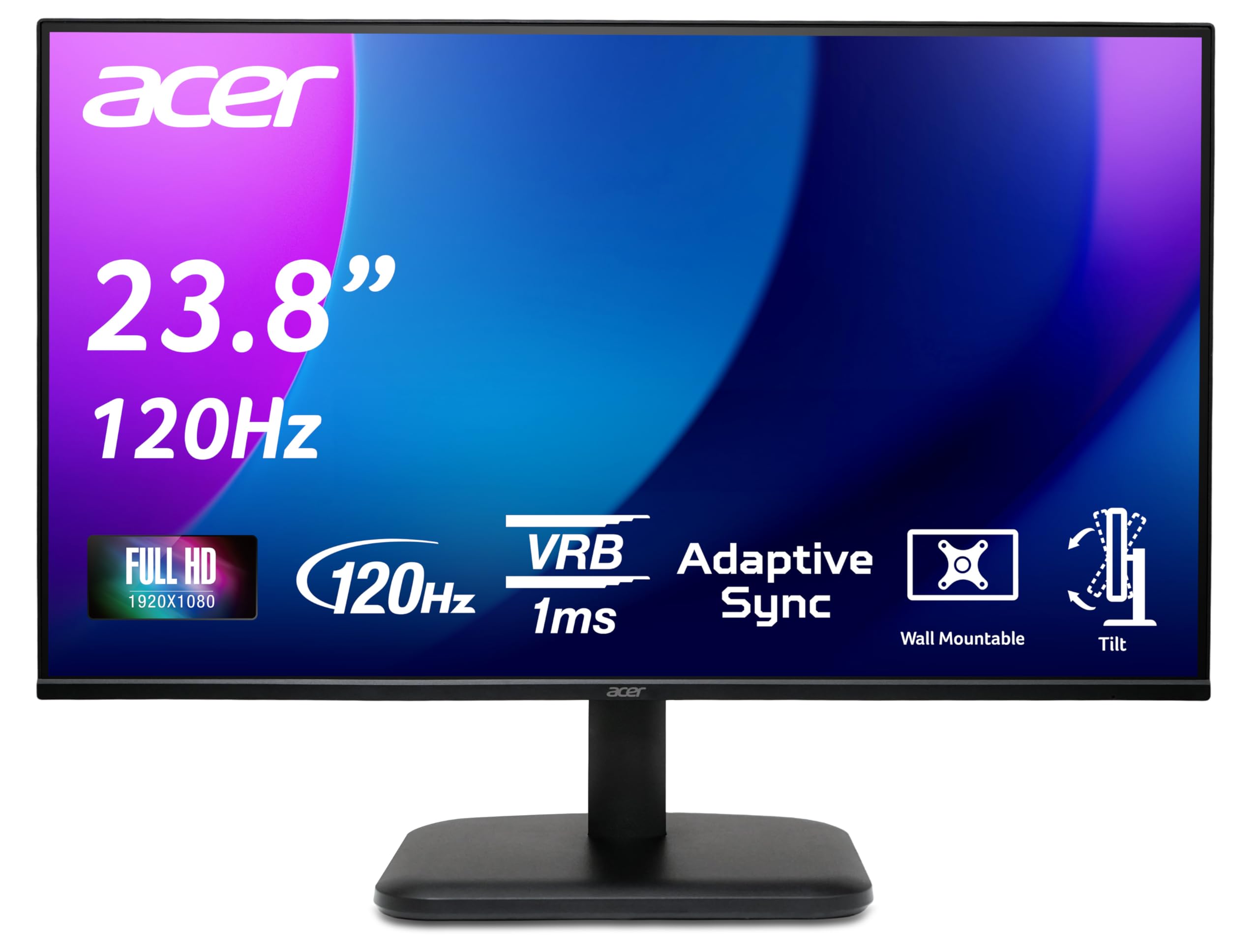 Acer EK241Y G Monitor 23.8 Inch Full HD, IPS, 120Hz HDMI, 75Hz VGA