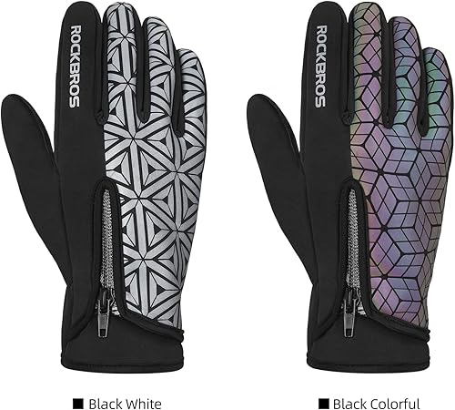 Miniatura 6 de ROCKBROS Guantes de ciclismo de invierno para hombres y mujeres, forro polar de invierno, guantes de bicicleta de dedo completo, pantalla táctil