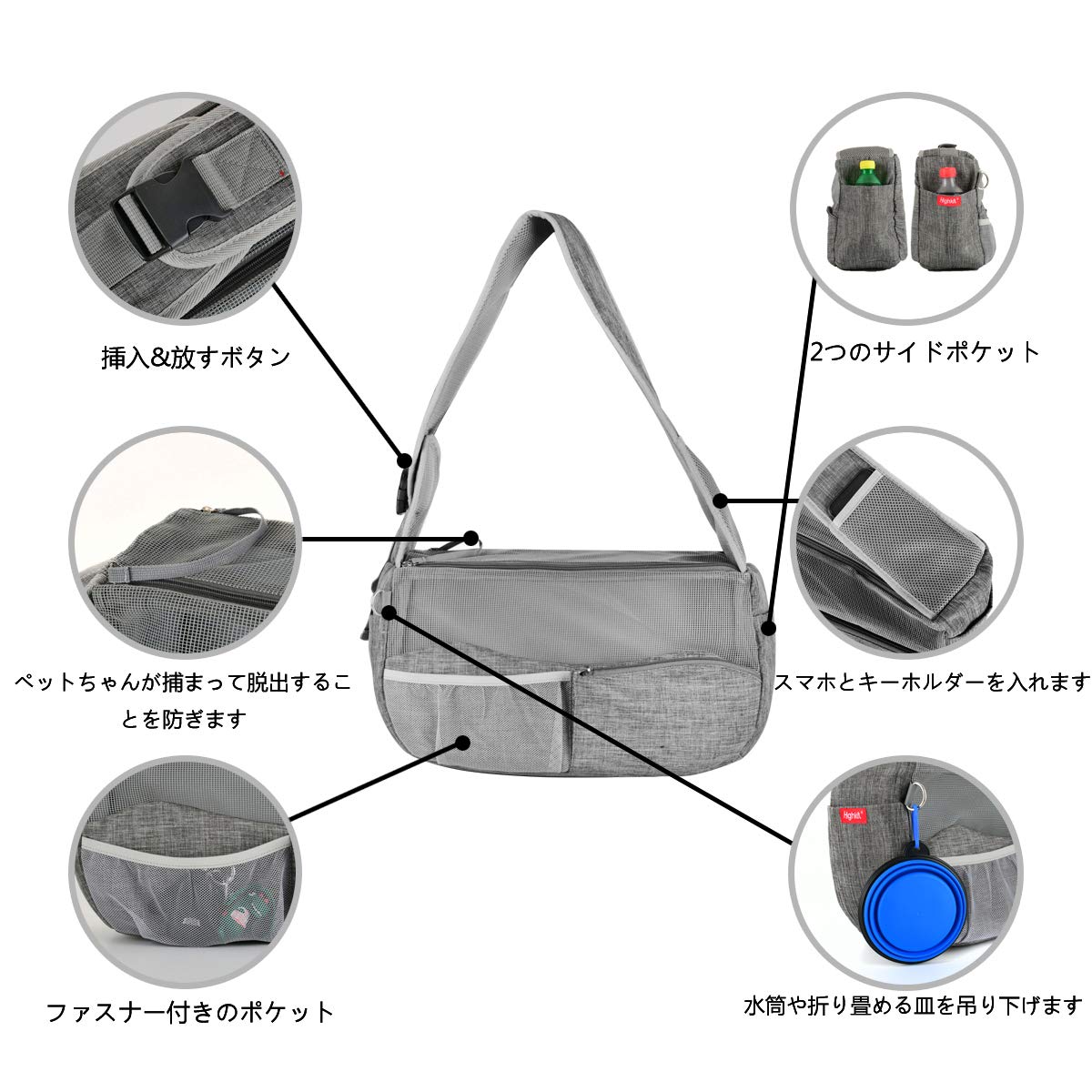 Amazon.co.jp: Highkit 通気性 小型犬 スリング ペット バッグ 人気 犬