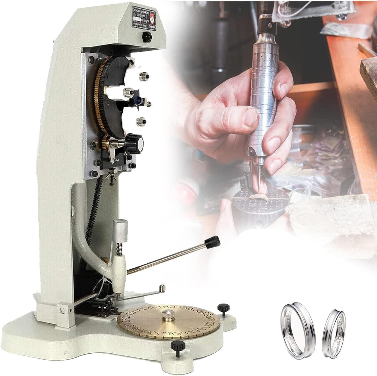 LjlXanthiper Inside Ring Engraving Machine,Double Sided Dial Ring Engraver,Jewelry Ring Engraving Machine,1.5-2.0mm Standard Letter Block Stamper,For Gold,Silver,Copper Rings,Jewelry