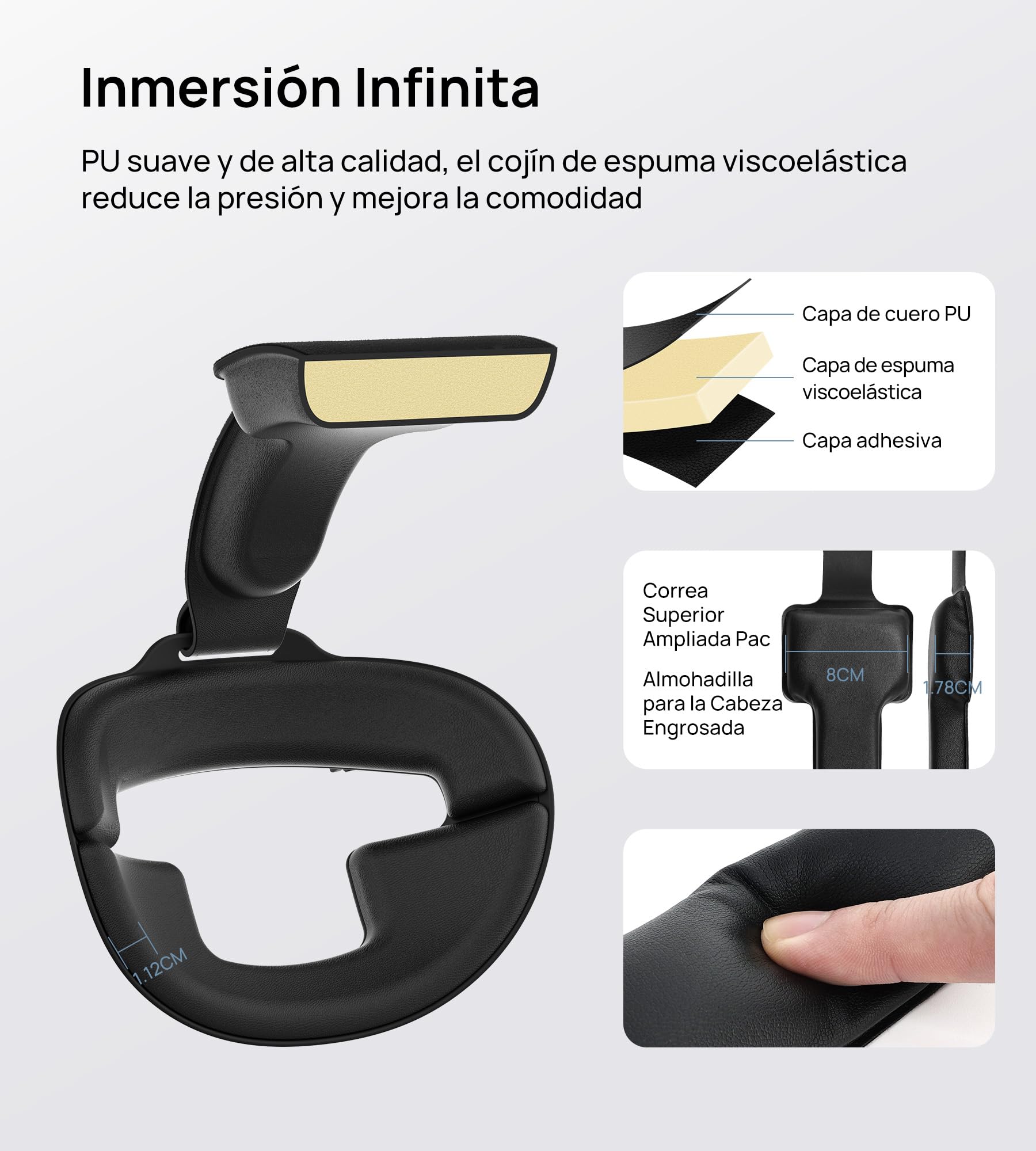 TRANSNOVO Batería Correa para la Cabeza Compatible con Meta Quest 3S/Quest 3/Quest 2 Accesorios, Correa Elite con Batería de 10000mAh, Reduce el Estrés Facial y Prolonga el Tiempo de Juego