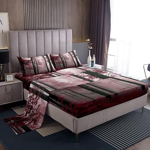 Erosebridal National Parks - Juego de sábanas de paisaje ahumado canadiense al aire libre, paisajes artísticos, sábana bajera ajustable, diseño de