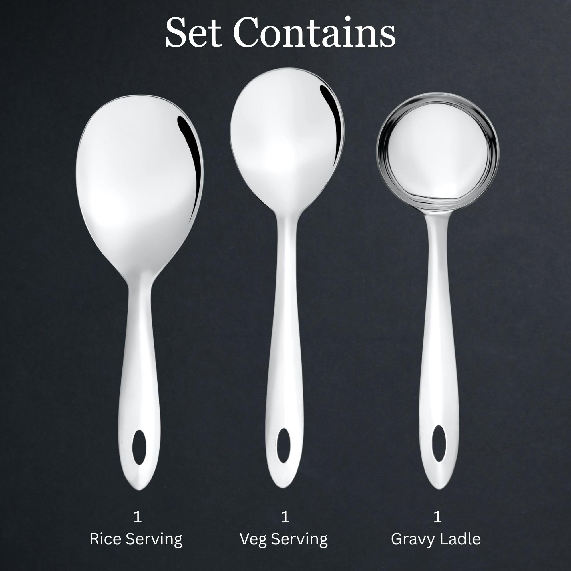 Montavo Stainless Steel Serving Utensil Set - 3 Piece -6